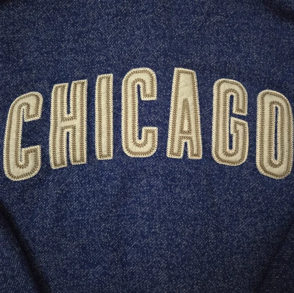 Stitches-Chicago Cubs Blue and Gray Zip-Up Sweater with Sporty Hood - Picture 4 of 5